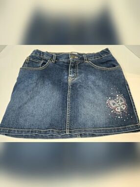 The Children's Place Dark Blue Denim Skirt With Built-In Shorts